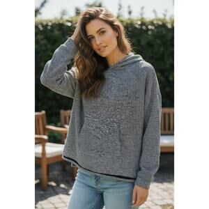 Lou & Grey Marled Gray Hoodie Sweater Small Cozy Soft Lounge Pullover